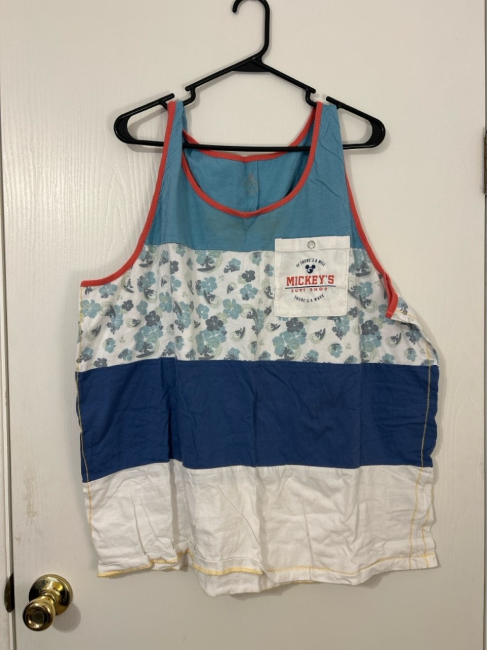 Disney Light Blue Tank Top with Coral Trim